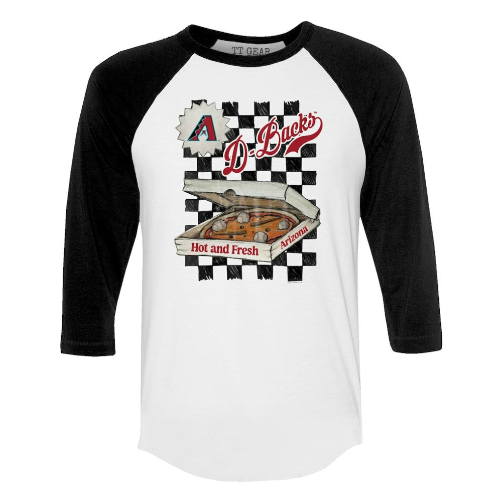 Arizona Diamondbacks Tiny Turnip Women's Pizza 3/4-Sleeve Raglan Baseball T-Shirt - White/Black - MLB Sale
