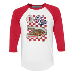 Boston Red Sox Tiny Turnip Women's Pizza 3/4-Sleeve Raglan Baseball T-Shirt - White/Red - MLB Lifestyle