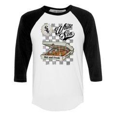 Chicago White Sox Tiny Turnip Women's Pizza 3/4-Sleeve Raglan Baseball T-Shirt - White/Black - MLB Sale