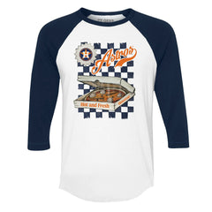 Houston Astros Tiny Turnip Women's Pizza 3/4-Sleeve Raglan Baseball T-Shirt - White/Navy - MLB Sale