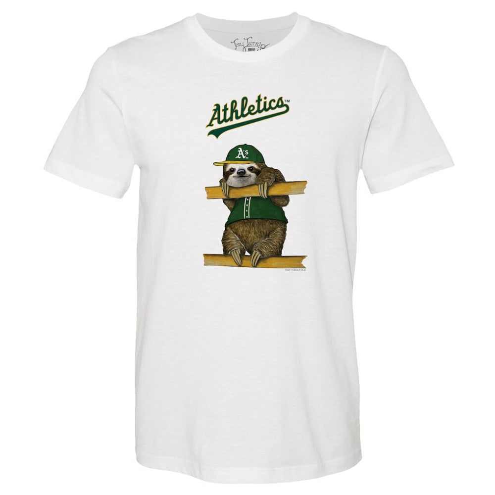 Athletics Tiny Turnip Unisex Sloth T-Shirt - White - MLB on Sale