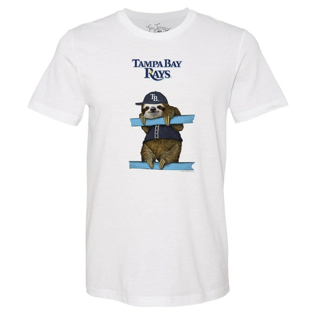 Tampa Bay Rays Tiny Turnip Unisex Sloth T-Shirt - White - MLB Discount