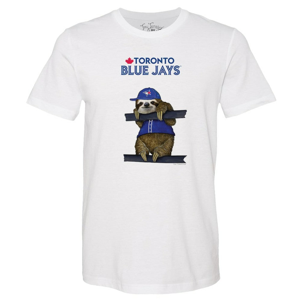 Toronto Blue Jays Tiny Turnip Unisex Sloth T-Shirt - White - MLB Discount