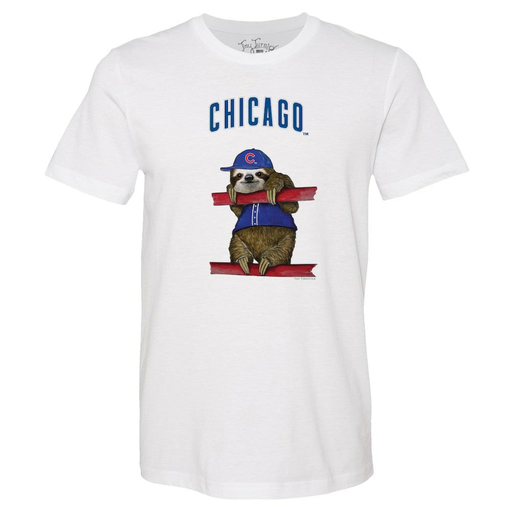 Chicago Cubs Tiny Turnip Unisex Sloth T-Shirt - White - MLB Discount