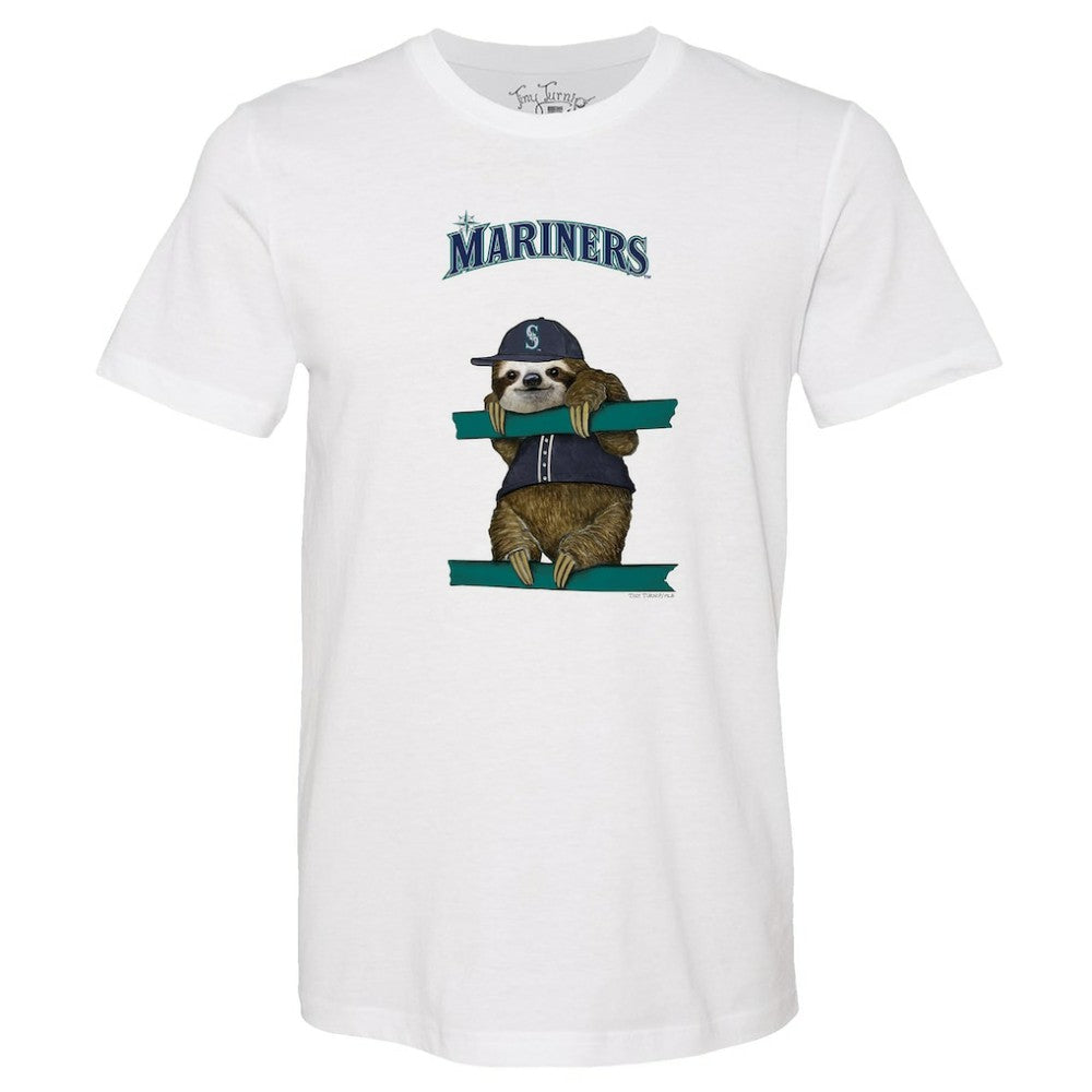 Seattle Mariners Tiny Turnip Unisex Sloth T-Shirt - White - MLB Discount