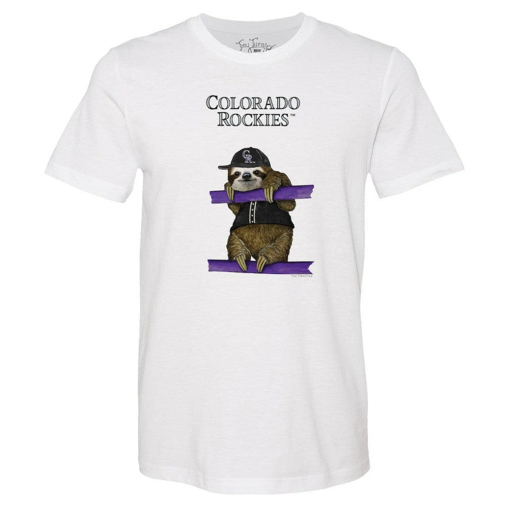 Colorado Rockies Tiny Turnip Unisex Sloth T-Shirt - White - MLB Sale