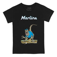 Miami Marlins Tiny Turnip Youth Velociraptor T-Shirt - Black - MLB Sale