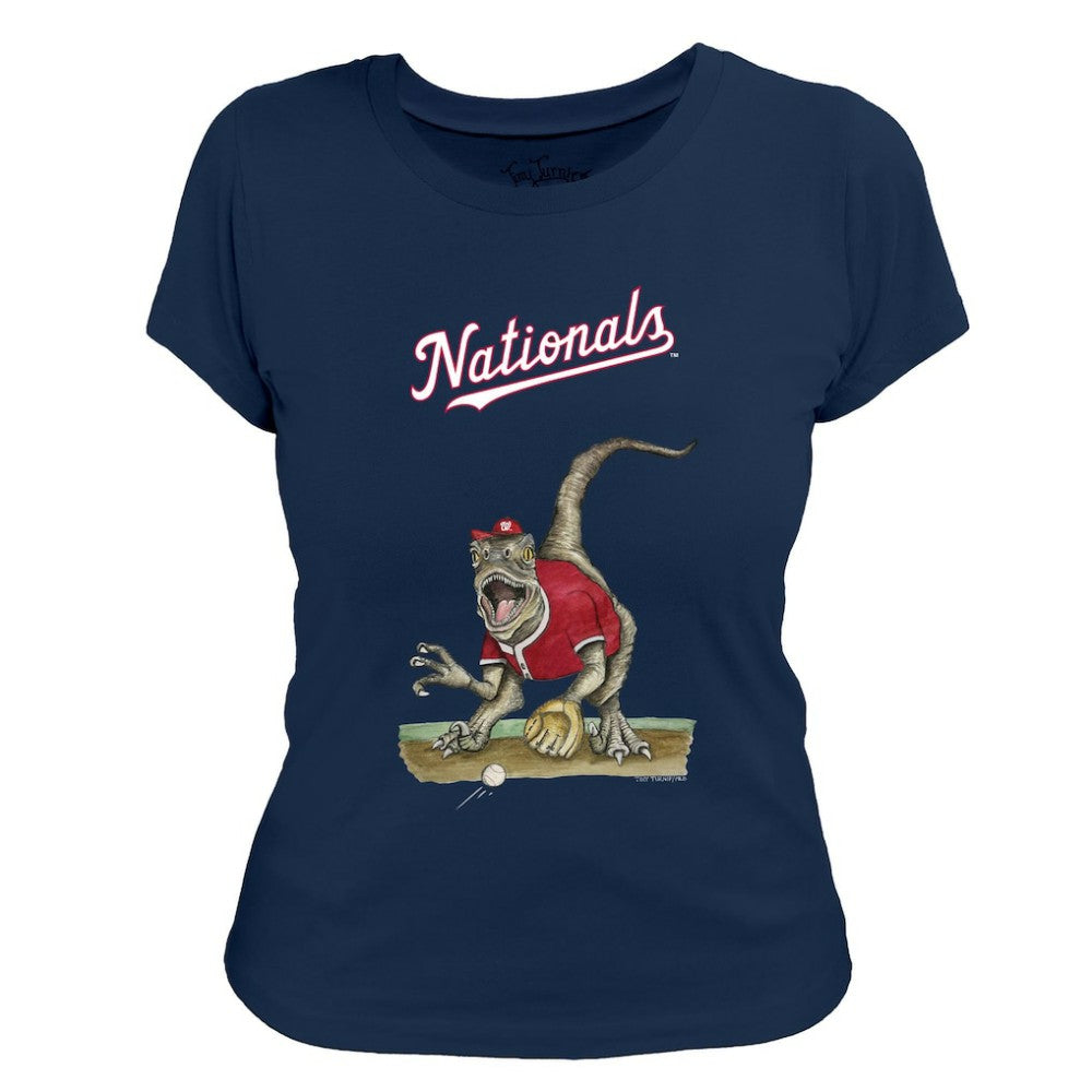 Washington Nationals Tiny Turnip Women's Velociraptor T-Shirt - Navy - MLB Lifestyle