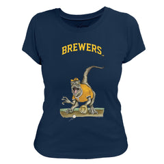 Milwaukee Brewers Tiny Turnip Women's Velociraptor T-Shirt - Navy - MLB Sale
