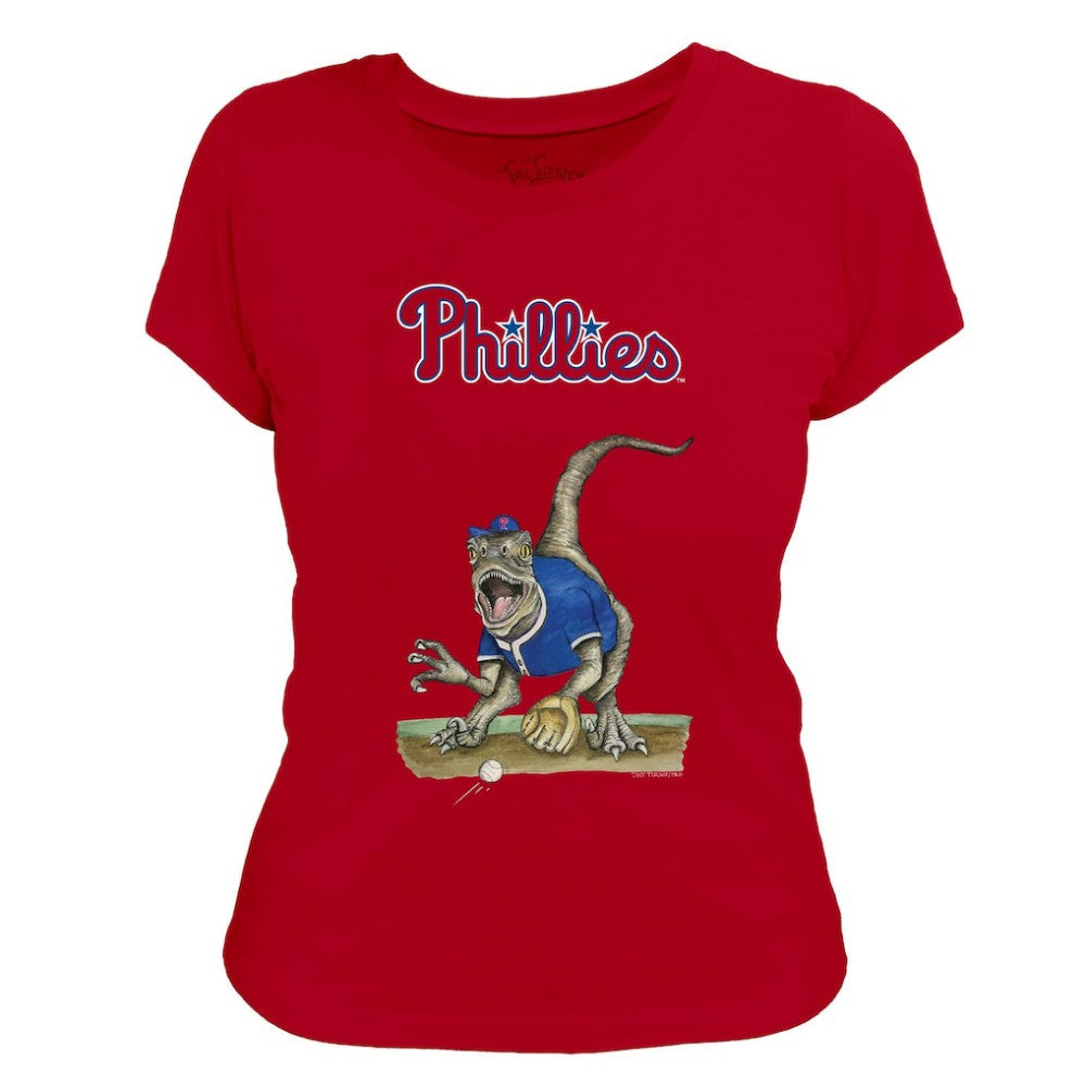 Philadelphia Phillies Tiny Turnip Women's Velociraptor T-Shirt - Red - MLB Lifestyle