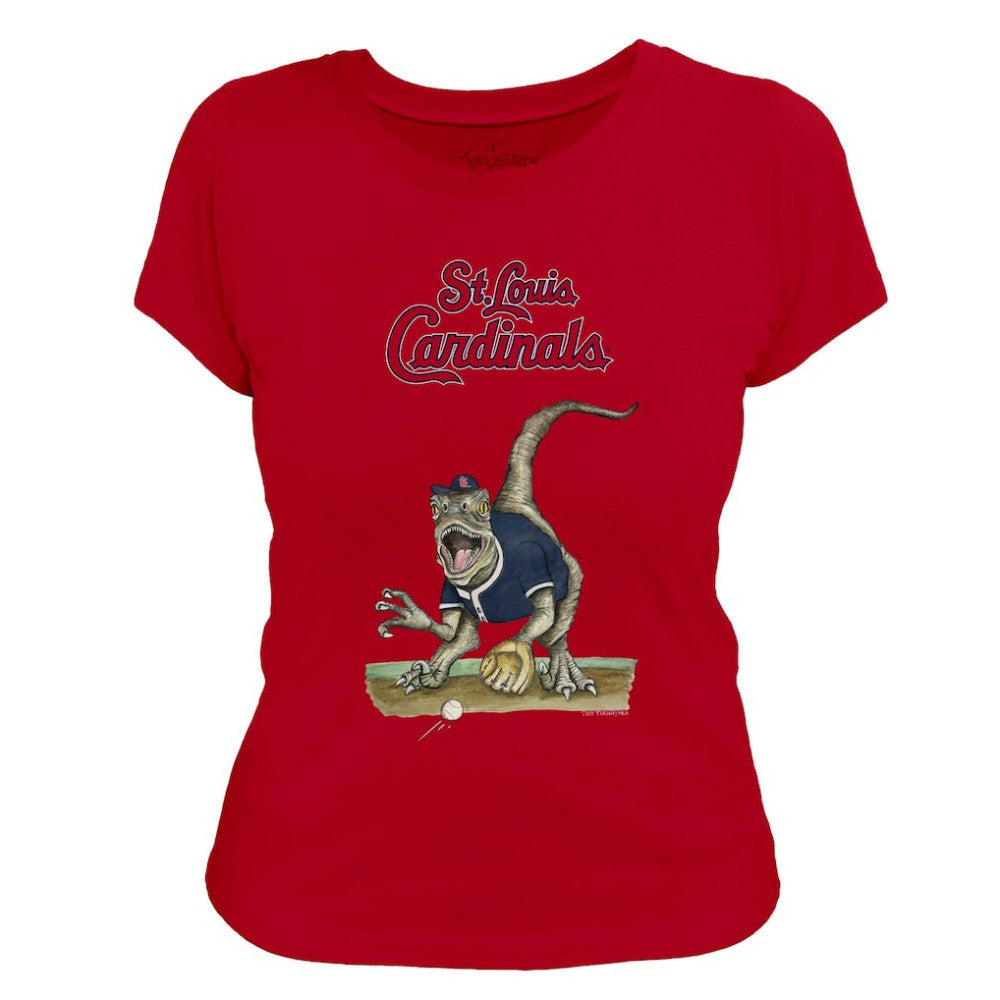 St. Louis Cardinals Tiny Turnip Women's Velociraptor T-Shirt - Red - MLB Lifestyle