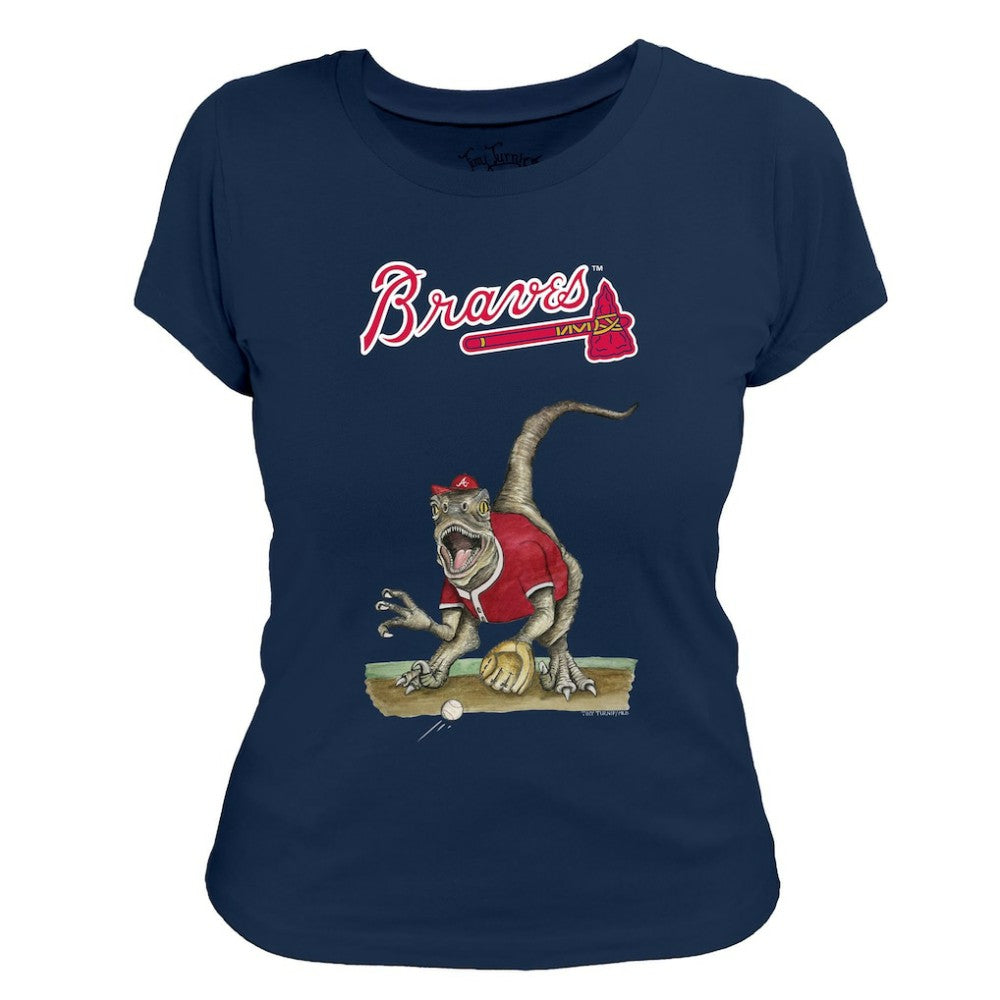 Atlanta Braves Tiny Turnip Women's Velociraptor T-Shirt - Navy - MLB on Sale