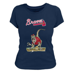 Atlanta Braves Tiny Turnip Women's Velociraptor T-Shirt - Navy - MLB on Sale
