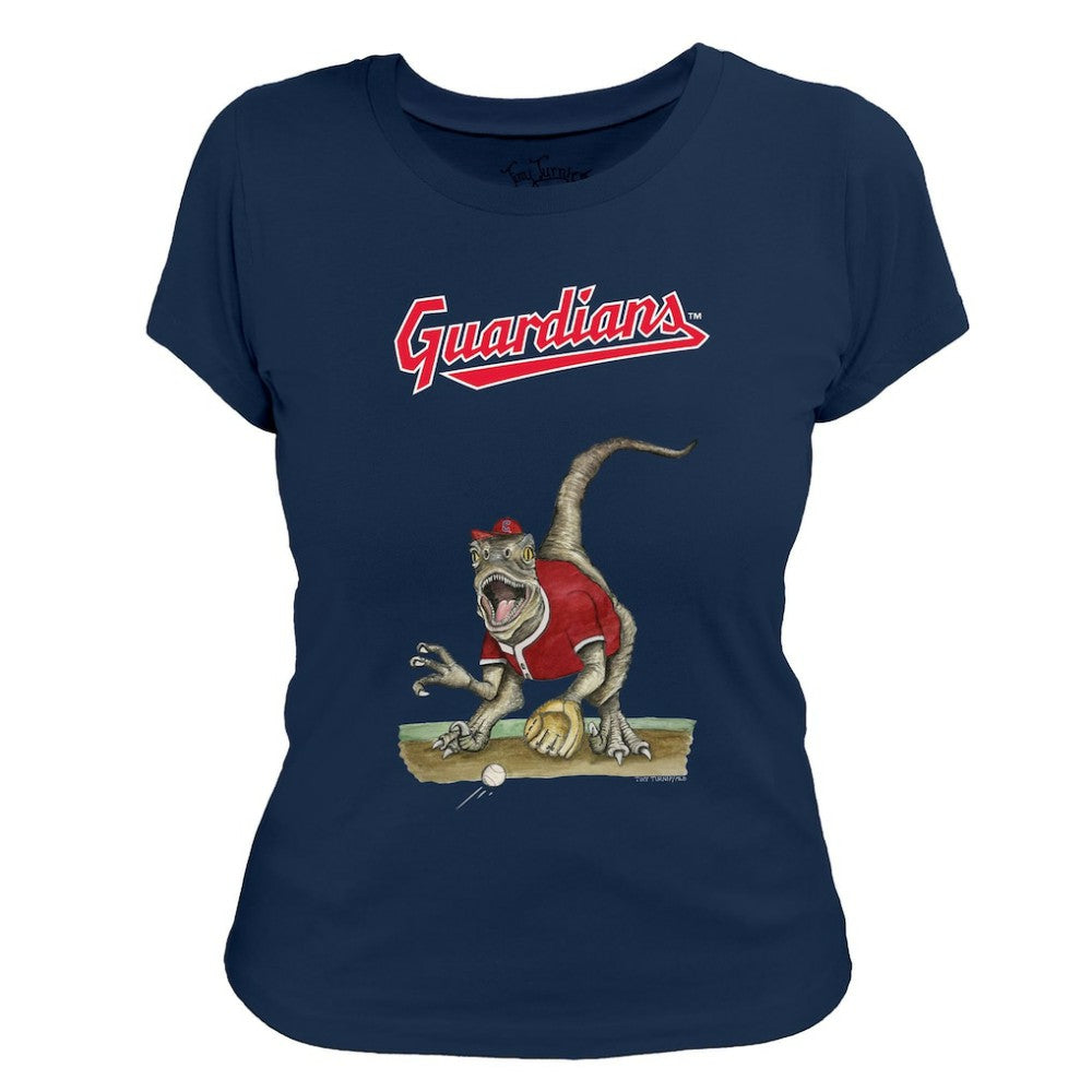 Cleveland Guardians Tiny Turnip Women's Velociraptor T-Shirt - Navy - MLB Lifestyle