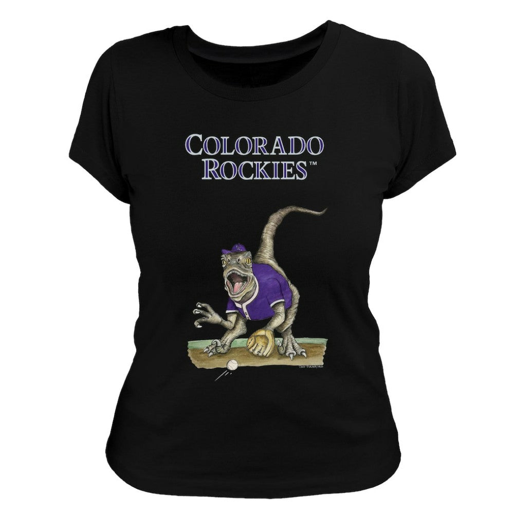 Colorado Rockies Tiny Turnip Women's Velociraptor T-Shirt - Black - MLB Discount