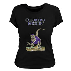 Colorado Rockies Tiny Turnip Women's Velociraptor T-Shirt - Black - MLB Discount