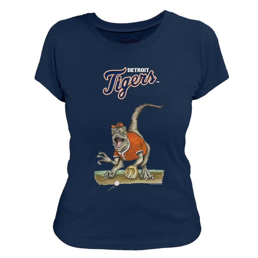 Detroit Tigers Tiny Turnip Women's Velociraptor T-Shirt - Navy - MLB Lifestyle