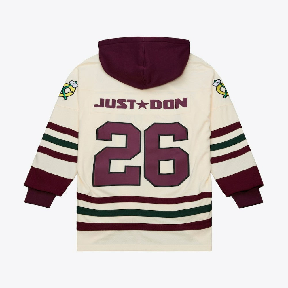 Chicago Blackhawks Mitchell & Ness x Just Don Jersey Hoodie - Cream - NHL 203159315