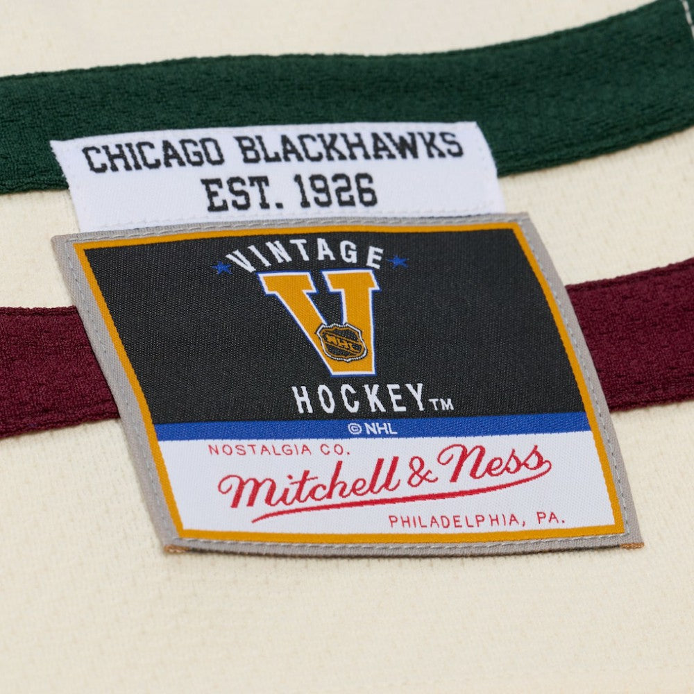 Chicago Blackhawks Mitchell & Ness x Just Don Jersey Hoodie - Cream - NHL 203159315