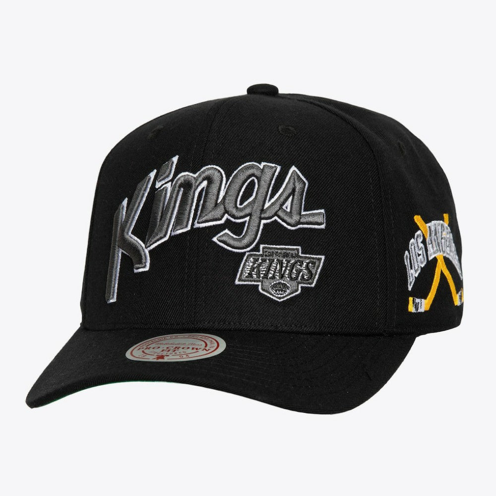 Los Angeles Kings Mitchell & Ness x Just Don Wave Script Pro Strapback Hat - Black - NHL 203159321