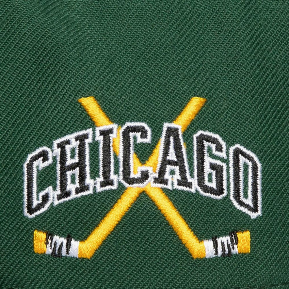 Chicago Blackhawks Mitchell & Ness x Just Don Wave Script Pro Strapback Hat - Green/Black - NHL 203159323