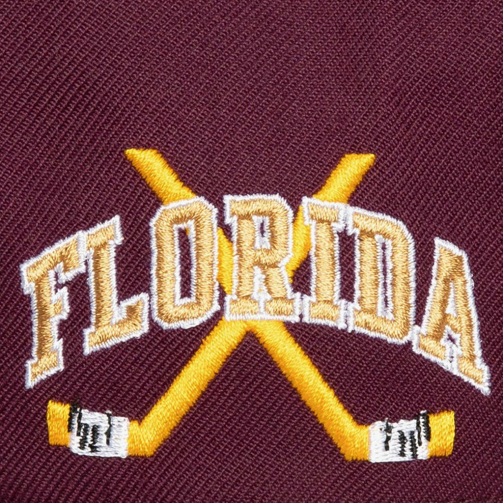 Florida Panthers Mitchell & Ness x Just Don Wave Script Pro Strapback Hat - Maroon - NHL 203159325