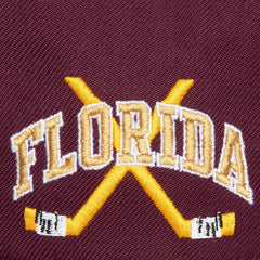 Florida Panthers Mitchell & Ness x Just Don Wave Script Pro Strapback Hat - Maroon - NHL 203159325
