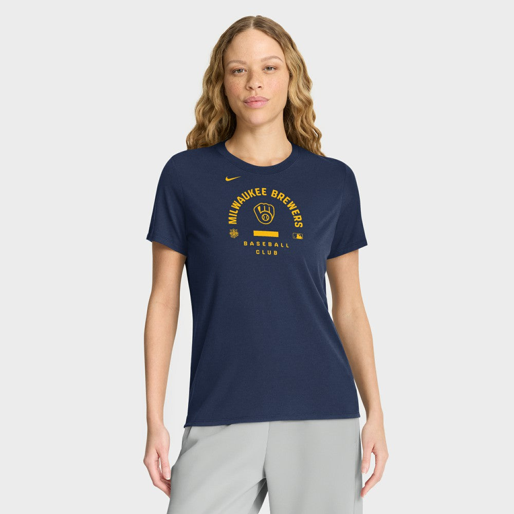 Milwaukee Brewers Nike Women's Authentic Collection Early Work Tri-Blend Dri-FIT T-Shirt - Navy - Nike Lifestyle