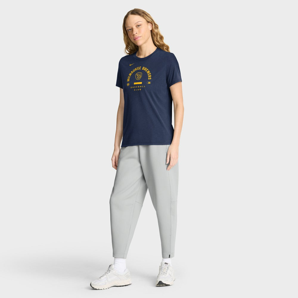 Milwaukee Brewers Nike Women's Authentic Collection Early Work Tri-Blend Dri-FIT T-Shirt - Navy - Nike Lifestyle