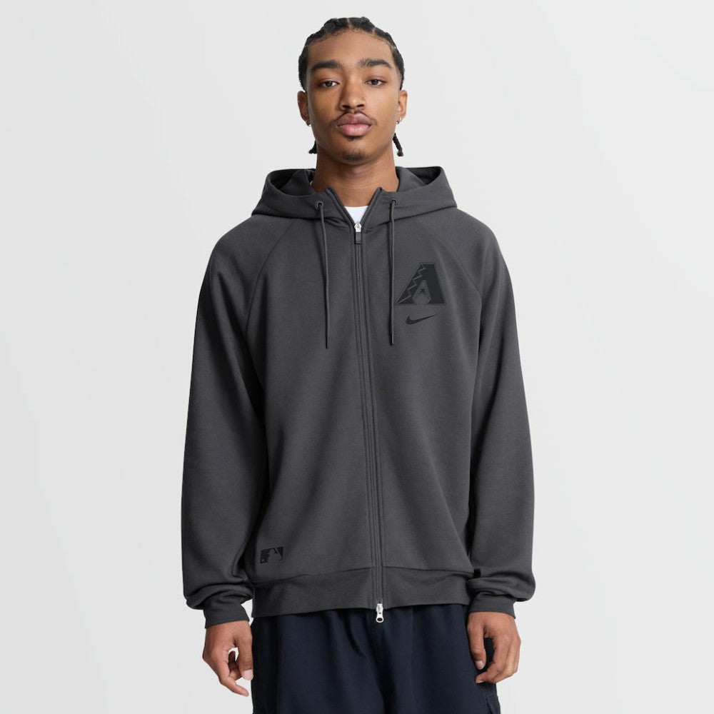 Arizona Diamondbacks Nike Authentic Collection Player Raglan Dri-FIT Full-Zip Hoodie - Anthracite - Nike Lifestyle