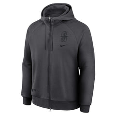 Seattle Mariners Nike Authentic Collection Player Raglan Dri-FIT Full-Zip Hoodie - Anthracite - Nike Lifestyle