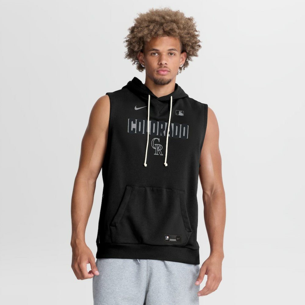 Colorado Rockies Nike Authentic Collection Standard Issue Dri-FIT Sleeveless Hoodie - Black - Nike Lifestyle