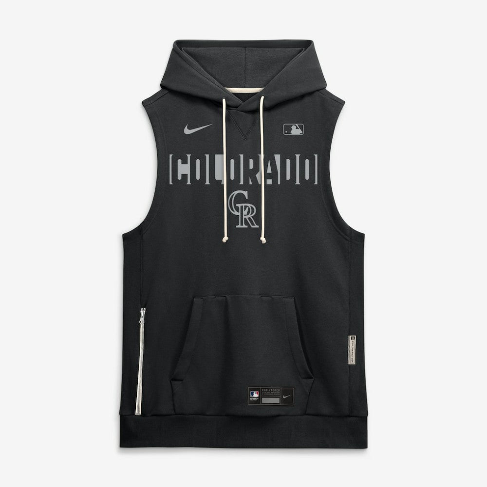 Colorado Rockies Nike Authentic Collection Standard Issue Dri-FIT Sleeveless Hoodie - Black - Nike Lifestyle