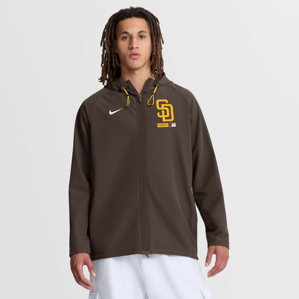 San Diego Padres Nike Authentic Collection Raglan Therma-FIT Full-Zip Hooded Jacket - Brown - Nike Lifestyle