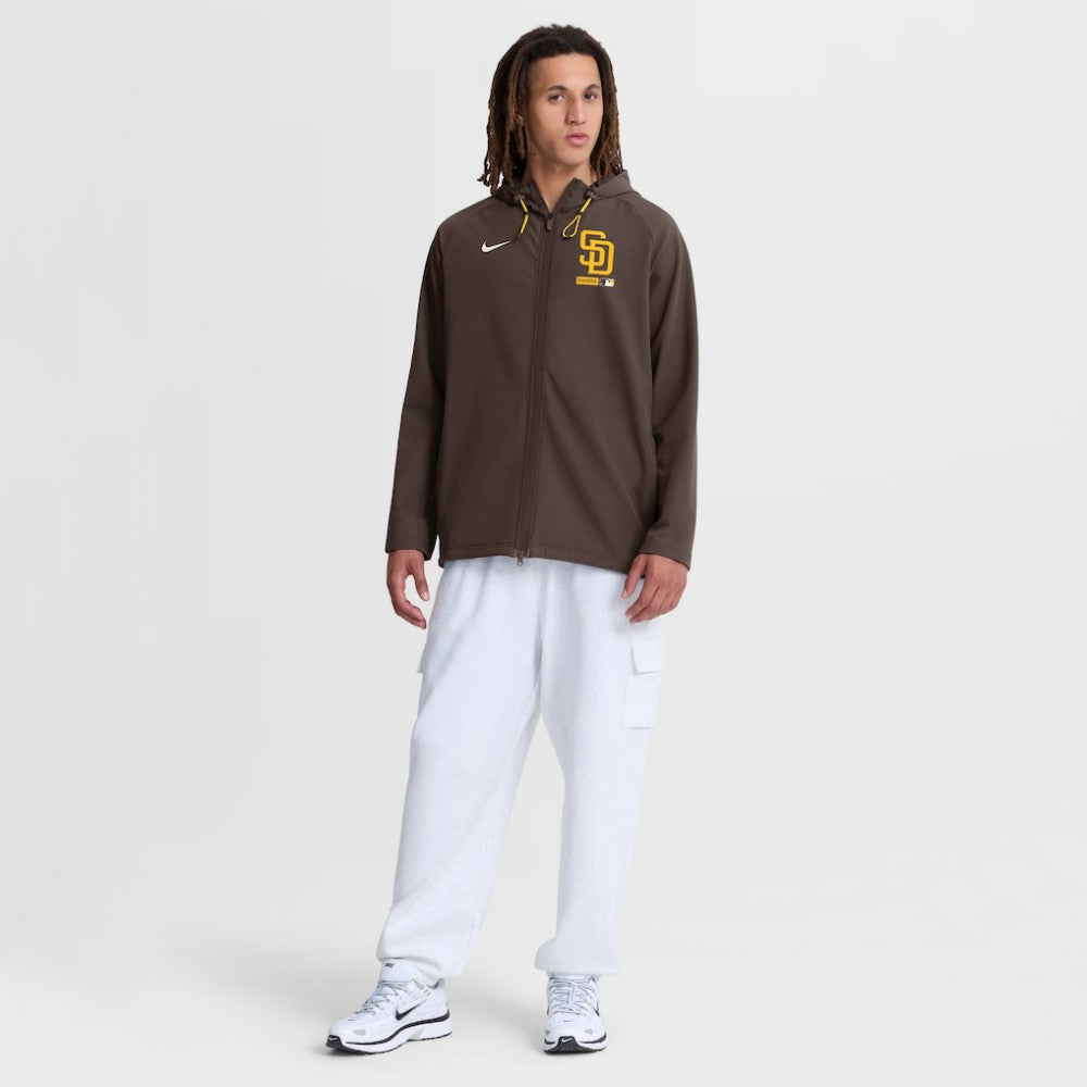 San Diego Padres Nike Authentic Collection Raglan Therma-FIT Full-Zip Hooded Jacket - Brown - Nike Lifestyle