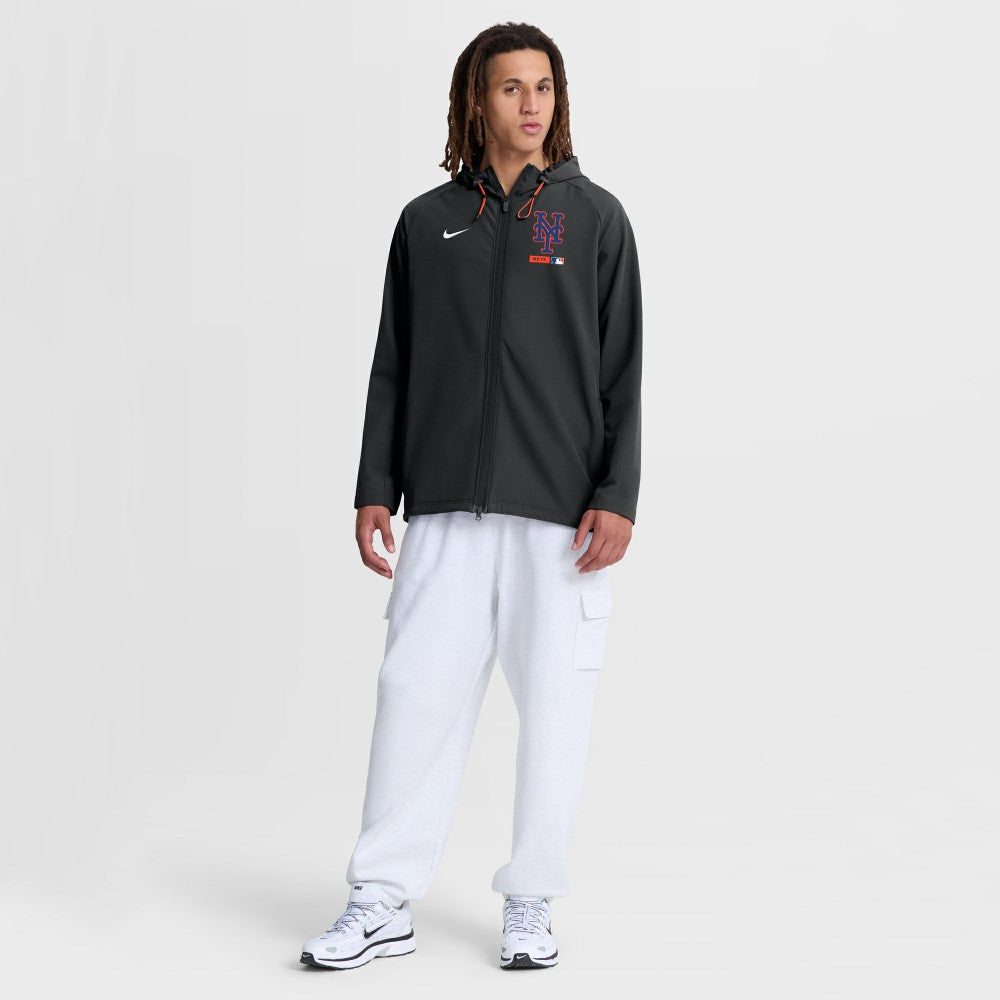 New York Mets Nike Authentic Collection Raglan Therma-FIT Full-Zip Hooded Jacket - Black - Nike Lifestyle