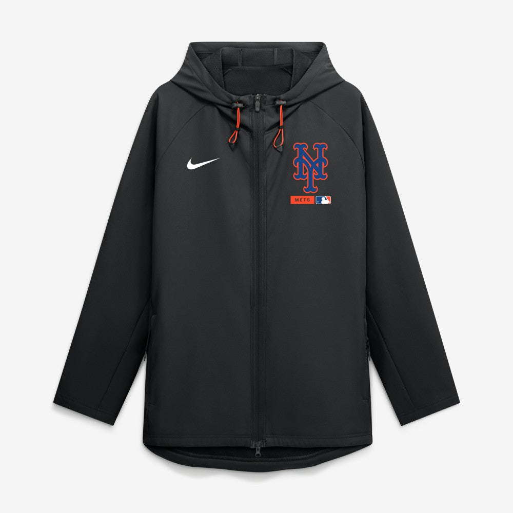 New York Mets Nike Authentic Collection Raglan Therma-FIT Full-Zip Hooded Jacket - Black - Nike Lifestyle