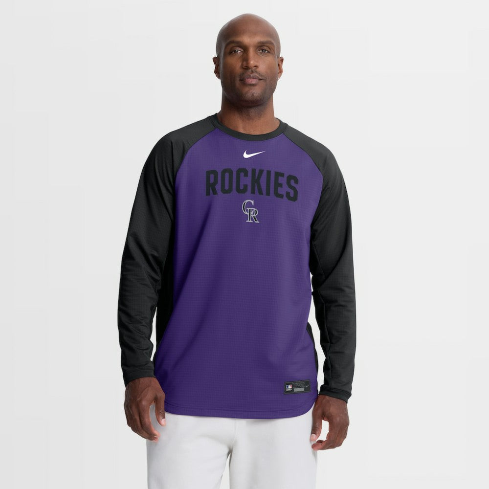 Colorado Rockies Nike Authentic Collection Raglan Dri-FIT Sweatshirt - Purple - Nike Sale