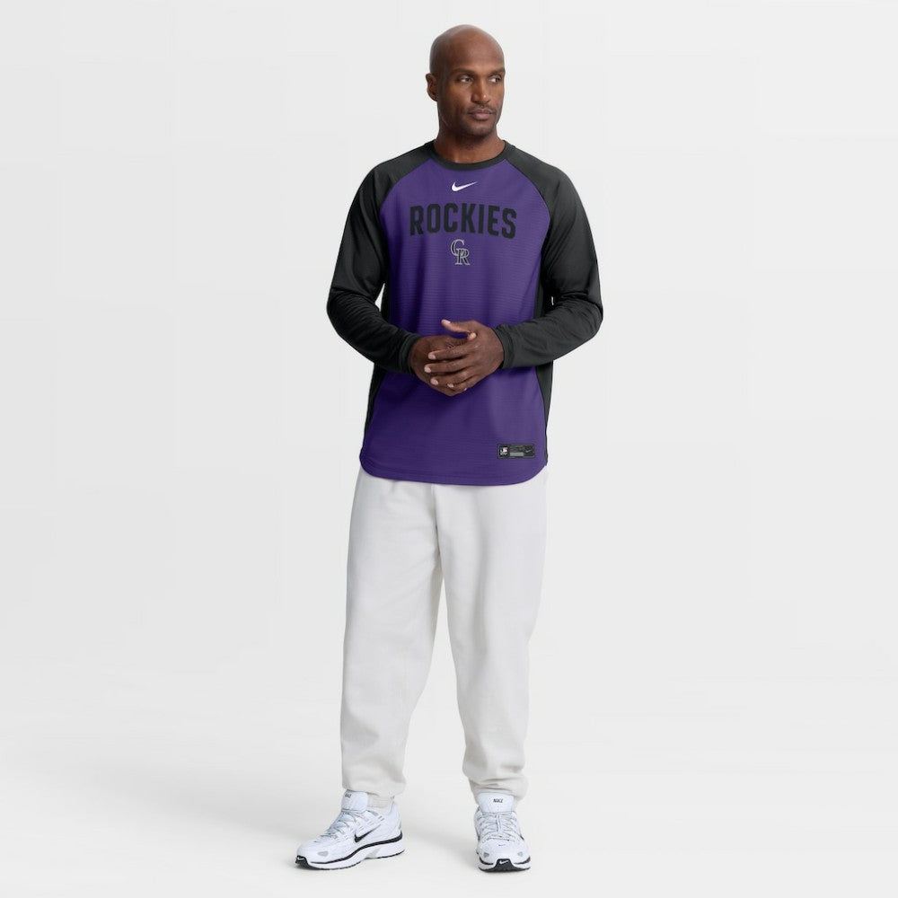 Colorado Rockies Nike Authentic Collection Raglan Dri-FIT Sweatshirt - Purple - Nike Sale