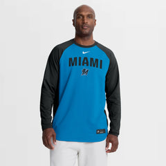Miami Marlins Nike Authentic Collection Raglan Dri-FIT Sweatshirt - Blue - Nike Sale