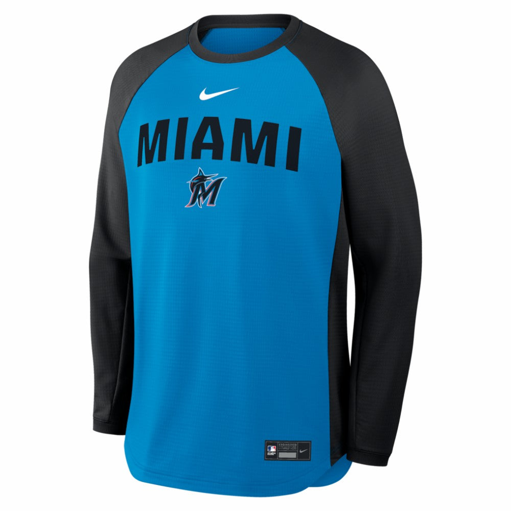 Miami Marlins Nike Authentic Collection Raglan Dri-FIT Sweatshirt - Blue - Nike Sale