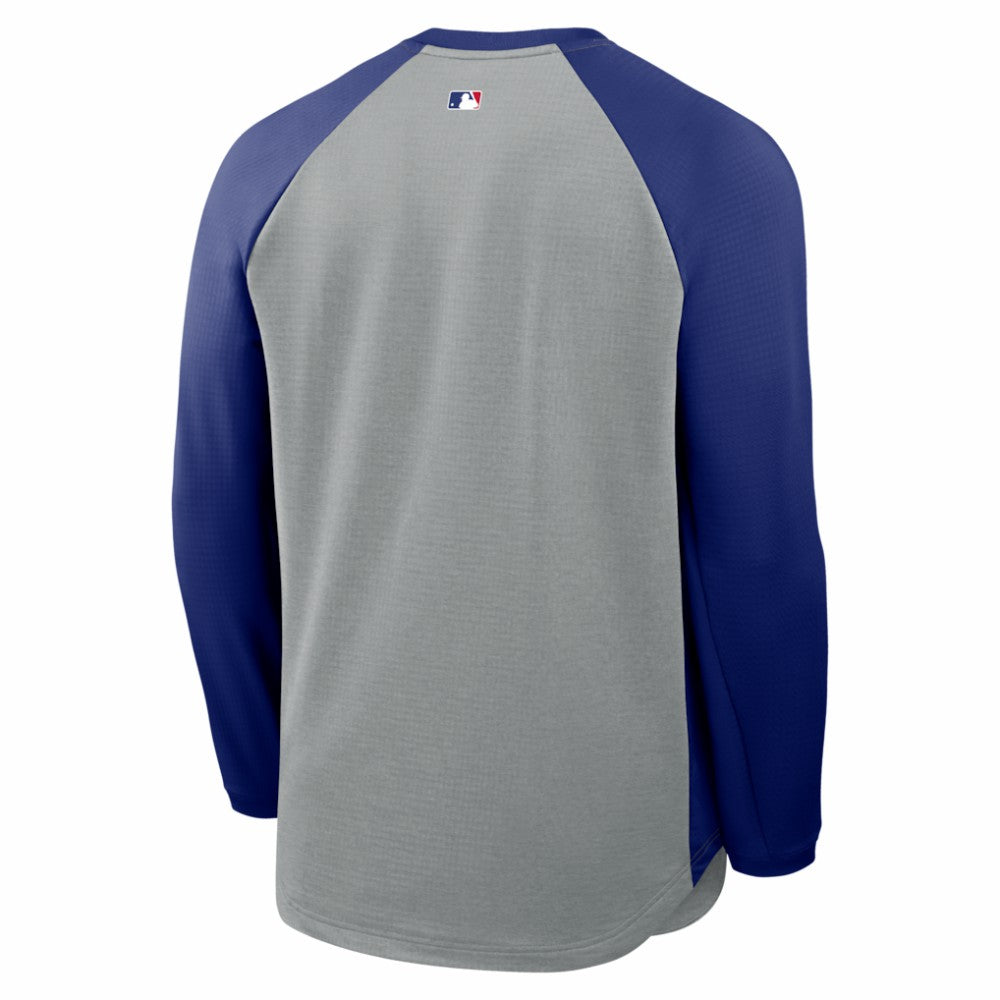 Los Angeles Dodgers Nike Authentic Collection Raglan Dri-FIT Sweatshirt - Heather Charcoal - Nike Sale