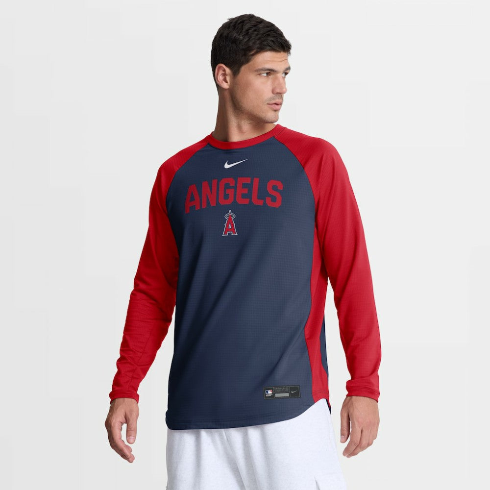 Los Angeles Angels Nike Authentic Collection Raglan Dri-FIT Sweatshirt - Navy - Nike Lifestyle