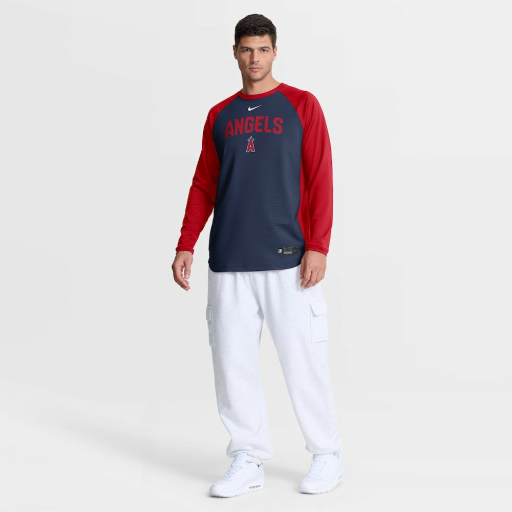 Los Angeles Angels Nike Authentic Collection Raglan Dri-FIT Sweatshirt - Navy - Nike Lifestyle