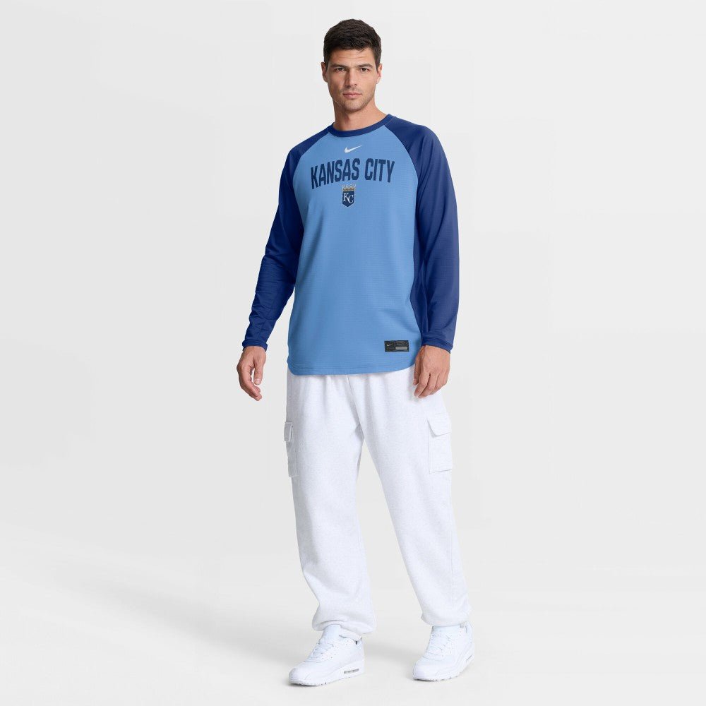 Kansas City Royals Nike Authentic Collection Raglan Dri-FIT Sweatshirt - Light Blue - Nike Sale