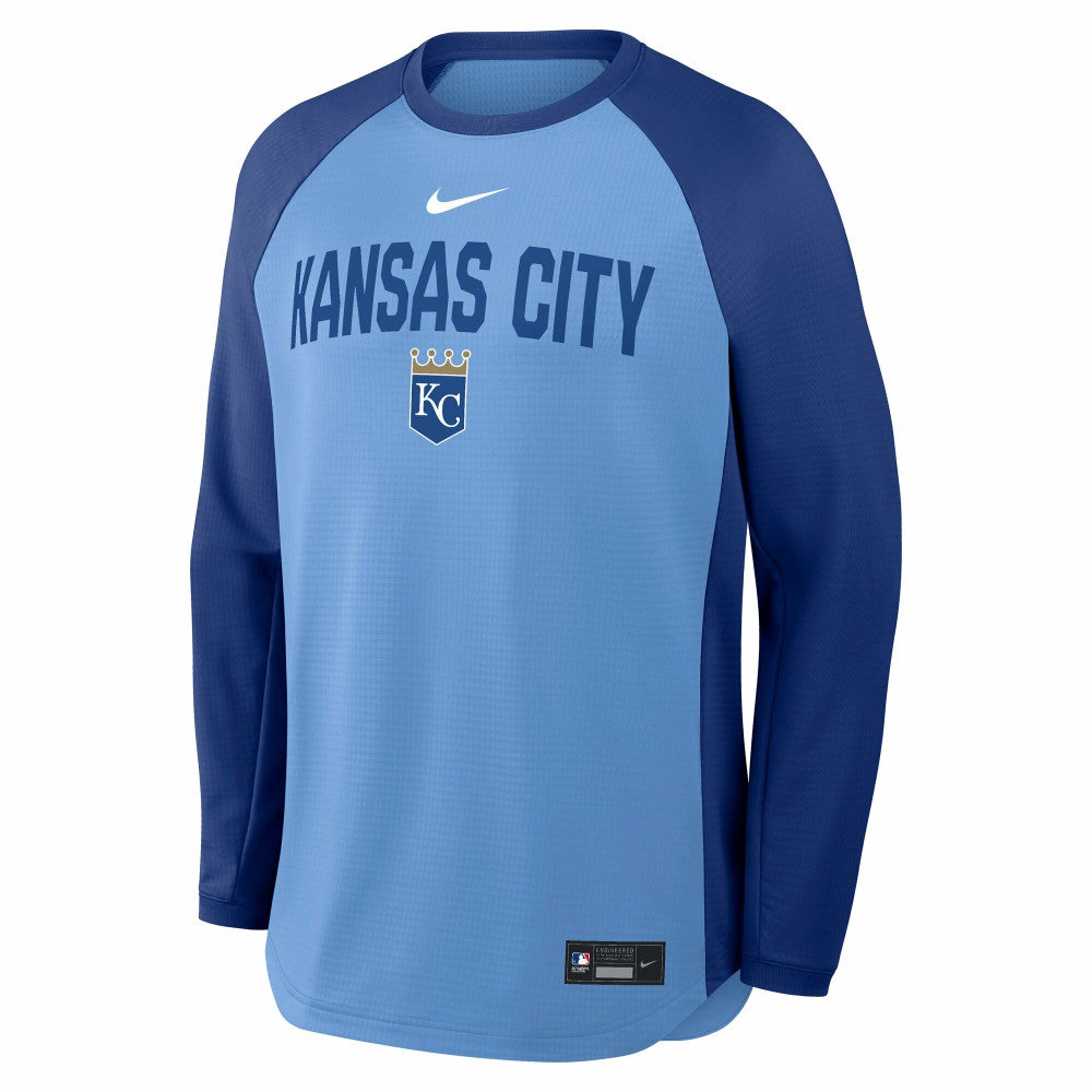 Kansas City Royals Nike Authentic Collection Raglan Dri-FIT Sweatshirt - Light Blue - Nike Sale