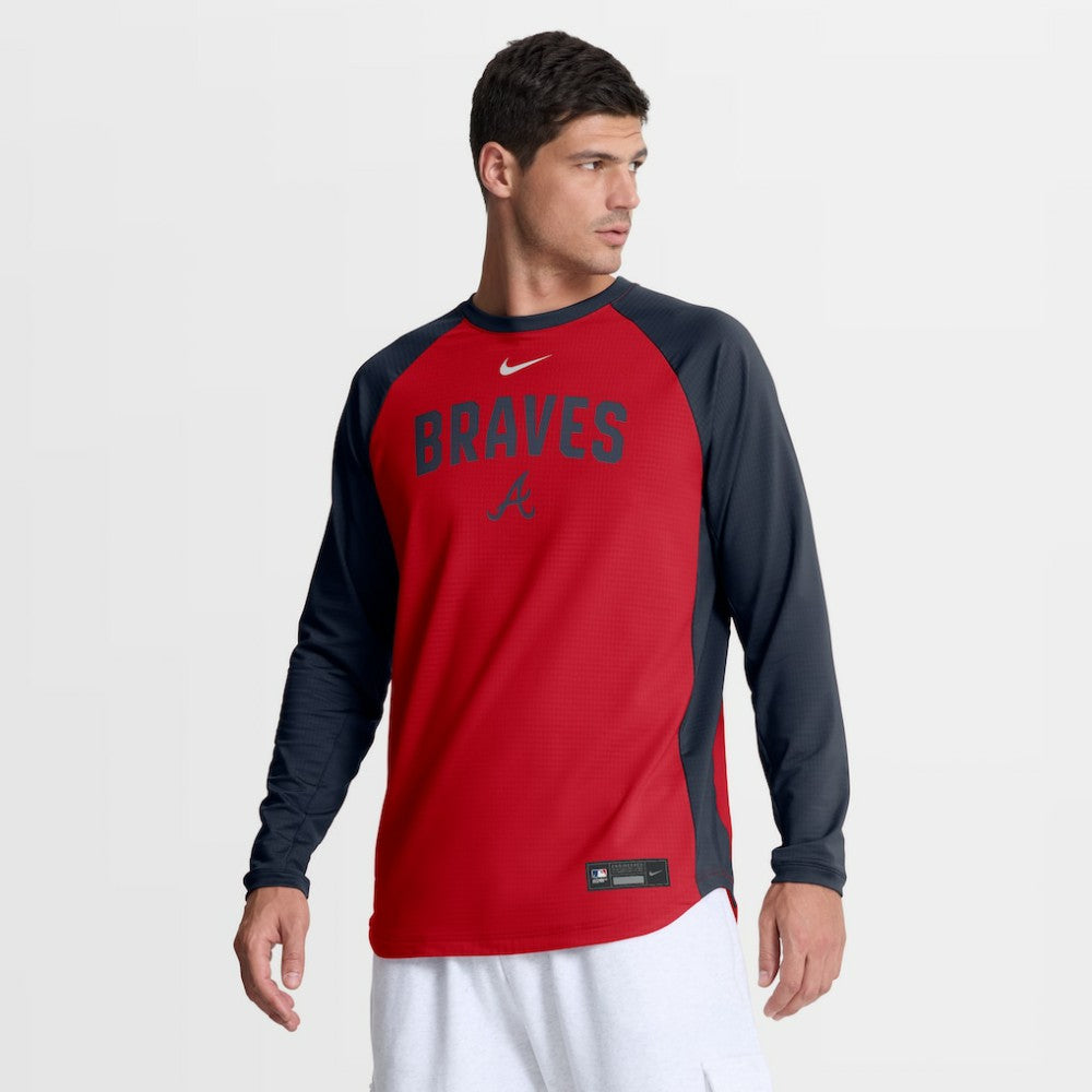 Atlanta Braves Nike Authentic Collection Raglan Dri-FIT Sweatshirt - Red - Nike on Sale