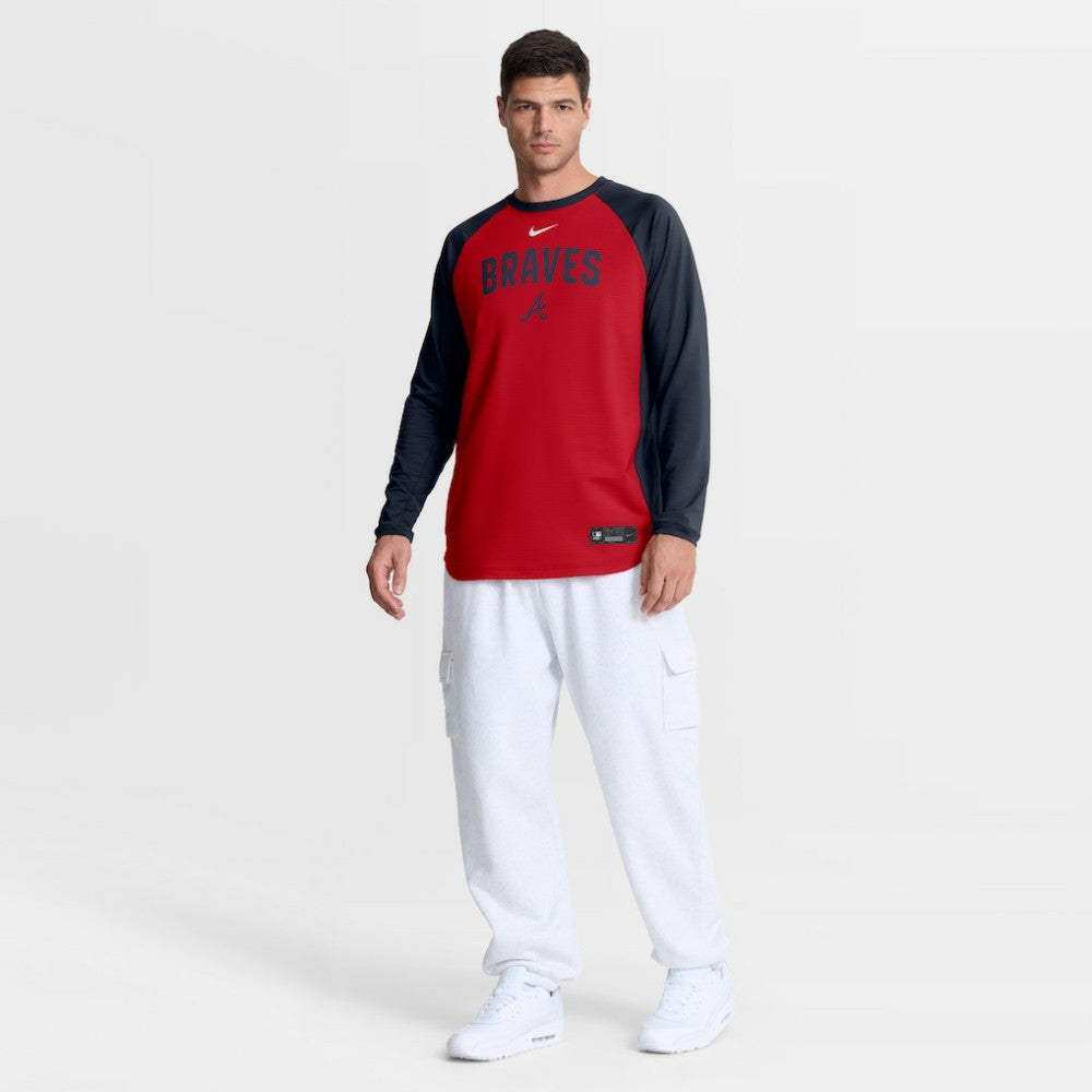 Atlanta Braves Nike Authentic Collection Raglan Dri-FIT Sweatshirt - Red - Nike on Sale