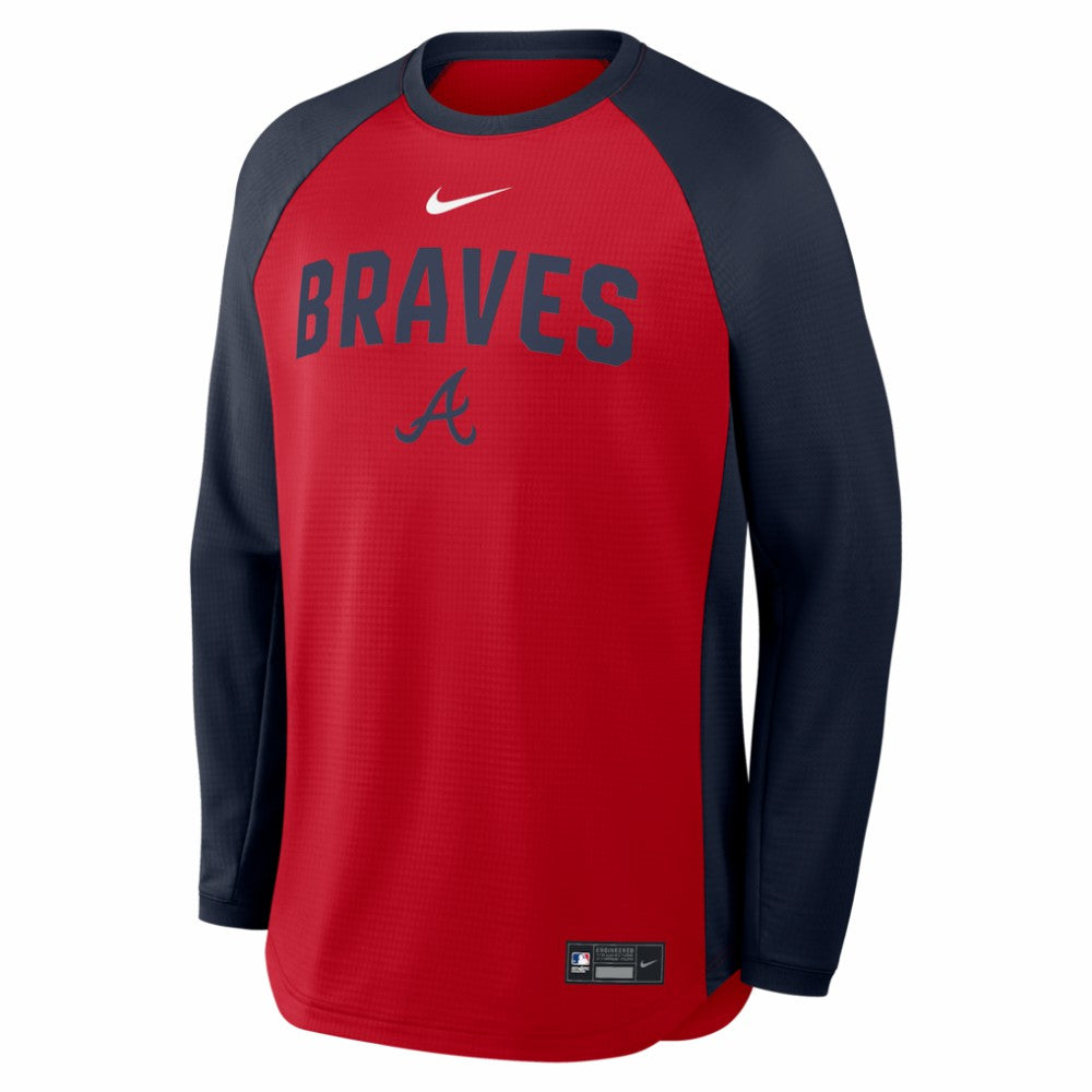 Atlanta Braves Nike Authentic Collection Raglan Dri-FIT Sweatshirt - Red - Nike on Sale