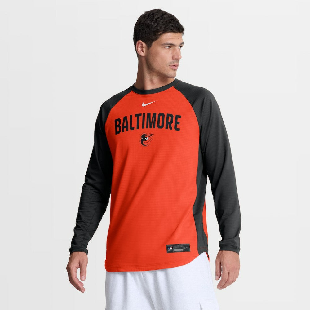 Baltimore Orioles Nike Authentic Collection Raglan Dri-FIT Sweatshirt - Orange - Nike Discount